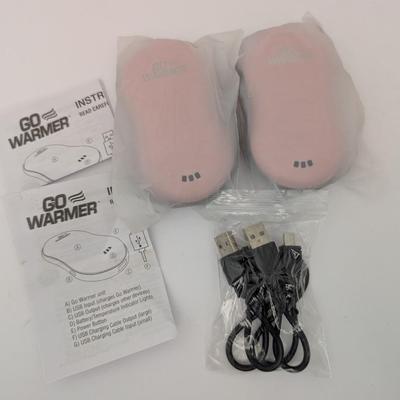 Go Warmer Rechargeable Hand Warmer and Power Bank Set of 2 Pink USB Heated Units New