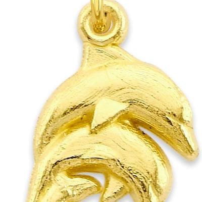Solid 10k Gold Dolphin Microcharm, Mini Cute Beach Charm with Clasp