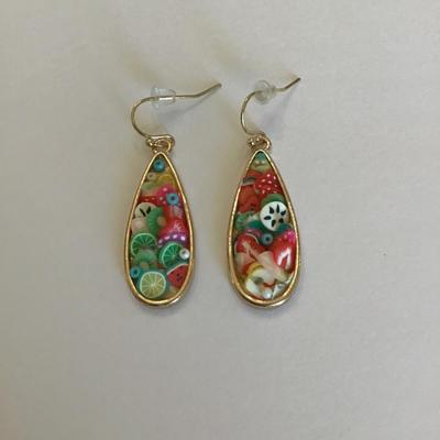 Cute fruit polymer clay teardrop dangle earrings