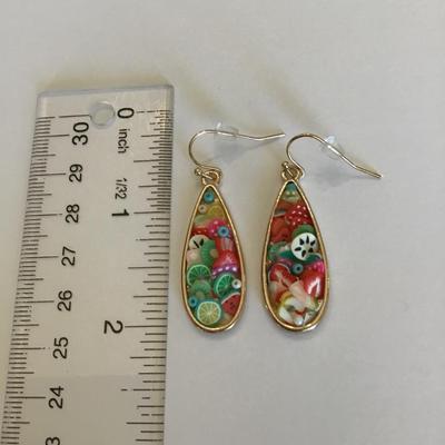Cute fruit polymer clay teardrop dangle earrings