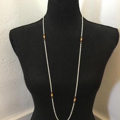 Mid century white chain, gold tone, accent chain necklace
