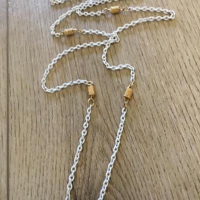 Mid century white chain, gold tone, accent chain necklace