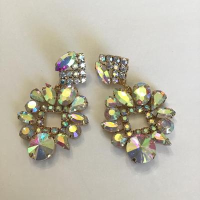 Vintage Aurora Borealis rhinestone dangle earrings