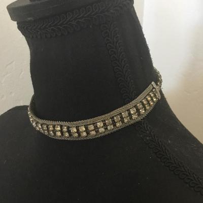 Beautiful vintage, mesh, rhinestone choker necklace