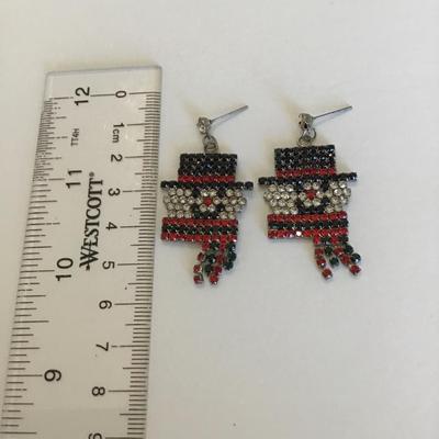 Cute rhinestone snowman dangle earrings