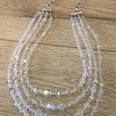 Beautiful vintage, crystal aurora, borealis statement, necklace