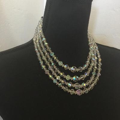 Beautiful vintage, crystal aurora, borealis statement, necklace