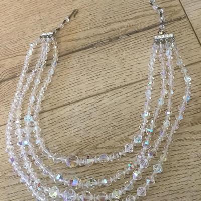 Beautiful vintage, crystal aurora, borealis statement, necklace
