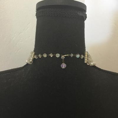 Beautiful vintage, crystal aurora, borealis statement, necklace