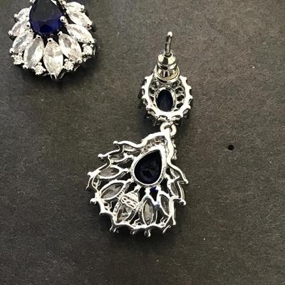 Beautiful Blue rhinestones, crystal rhinestones, necklace, bracelet, and earring combo mark 925