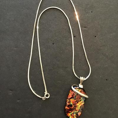 Beautiful art glass pendant on an Italy 925 chain