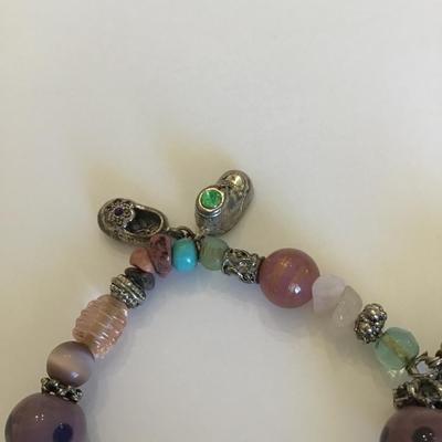 Cute glass art beaded stretch bracelet