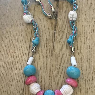 Unique, rare, bubblegum, cotton, candy, chunky ceramic bead necklace