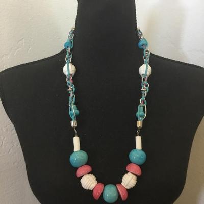 Unique, rare, bubblegum, cotton, candy, chunky ceramic bead necklace