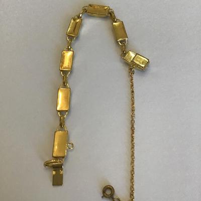 Vintage Damascene bracelet with floral and birds