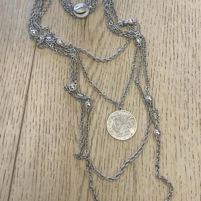 Beautiful Silver tone, multi strand, layered statement, necklace, excellent condition