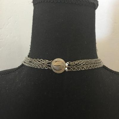 Beautiful Silver tone, multi strand, layered statement, necklace, excellent condition