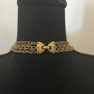 Vintage 1960s statement necklace, gold toned