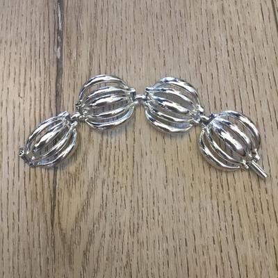 Vintage, silver, toned, scallop panel bracelet excellent condition