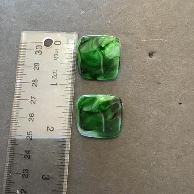 Sale Photo Thumbnail #28: Vintage green Lucite type earrings. Please see attached photos.