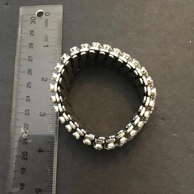 Sale Photo Thumbnail #46: Very nice vintage Silvertone rhinestone stretch bracelet. Please see attached photos.