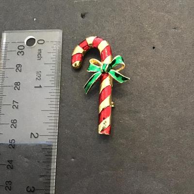 Sale Photo Thumbnail #71: Vintage Christmas candy cane brooch by Gerry