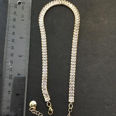 Sale Photo Thumbnail #79: Very nice gold tone crystal rhinestone necklace. Please see attached photos.