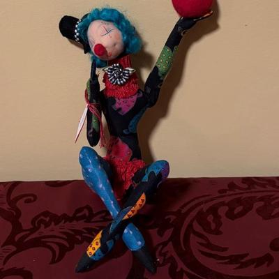 Barbara Schoenoff Cloth Art Clown Doll