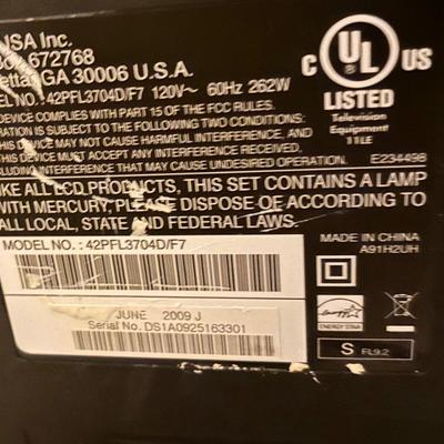 Phillips 42” TV and Remote