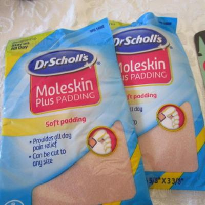 Sale Photo Thumbnail #175: 3 bottles Nail polish, 1 pkg gauze, Gel shoe cushions, 2 pkg moleskin + padding, 1 bottle Scent Worx body mist, shoe horn
