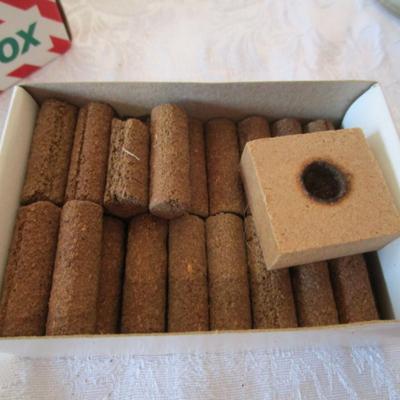 Sale Photo Thumbnail #184: Candle is 7" tall x 2-1/4" across, box of 40 incense logs