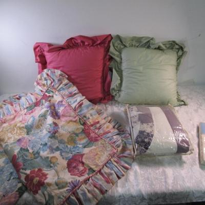 Sale Photo Thumbnail #197: Pillows are 12" square, set of pillow shams is 28" x 19", both of the individual pillow shams are 21" x 27"