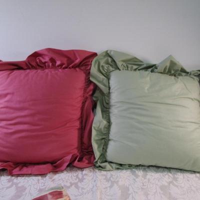 Sale Photo Thumbnail #198: Pillows are 12" square, set of pillow shams is 28" x 19", both of the individual pillow shams are 21" x 27"