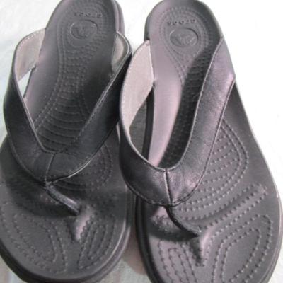 Sale Photo Thumbnail #312: Tan are Dr. Scholl's size 8M, silver are Fly London size 8, Black are Crocs size 8