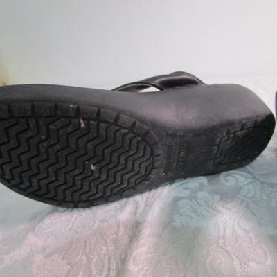 Sale Photo Thumbnail #314: Tan are Dr. Scholl's size 8M, silver are Fly London size 8, Black are Crocs size 8