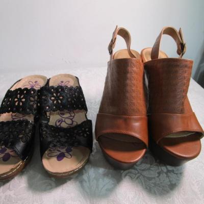 Sale Photo Thumbnail #329: Tan sandals are Report size 7-1/2, black sandals are size 8