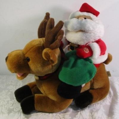 Sale Photo Thumbnail #452: They talk & sing about the meaning of Christmas, Takes 3 AA batteries not included. Nose-tail is 13-1/2" from leg to Santa's hat is 12".