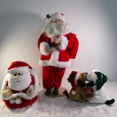 Sale Photo Thumbnail #548: Santa doll is 19" tall, Pee-a-boo Santa has batteries, kissing dogs take 3 AA batteries not included