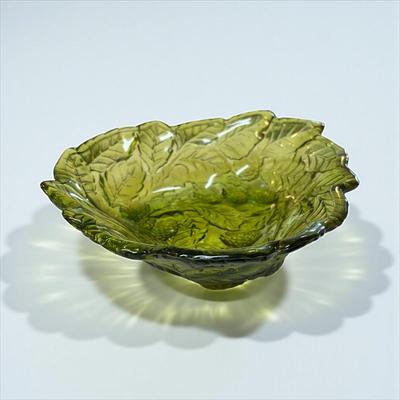 Sale Photo Thumbnail #469: Vintage Indiana Glass Loganberry Green Candy Dish
Approximately 7.5" Wide