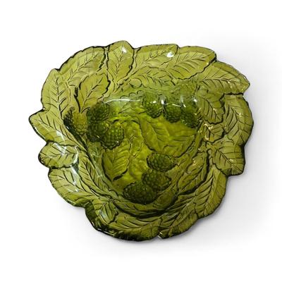 Sale Photo Thumbnail #468: Vintage Indiana Glass Loganberry Green Candy Dish
Approximately 7.5" Wide