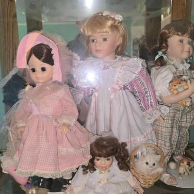 Porcelain dolls and bride barbie