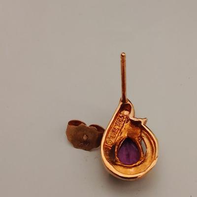 10k Gold Amethyst Dimond Earring