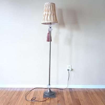 LOT 500: Vintage Wing Back Chair with Floor Lamp