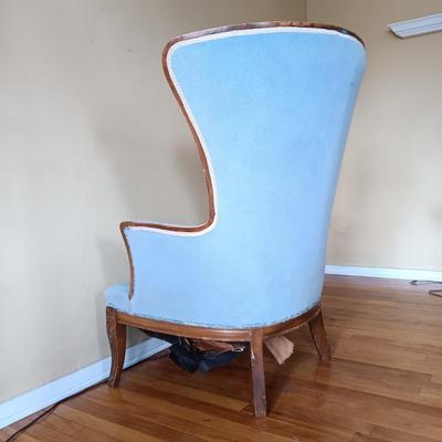LOT 500: Vintage Wing Back Chair with Floor Lamp