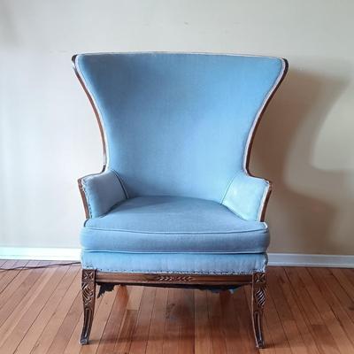 LOT 500: Vintage Wing Back Chair with Floor Lamp