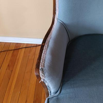 LOT 500: Vintage Wing Back Chair with Floor Lamp