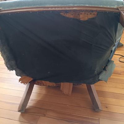 LOT 500: Vintage Wing Back Chair with Floor Lamp