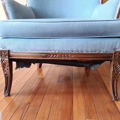 LOT 500: Vintage Wing Back Chair with Floor Lamp