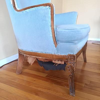 LOT 500: Vintage Wing Back Chair with Floor Lamp