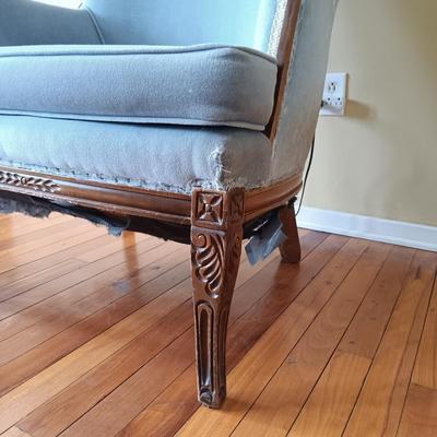 LOT 500: Vintage Wing Back Chair with Floor Lamp